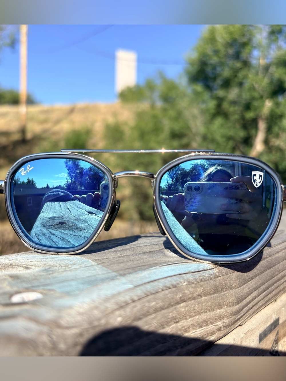 Ray-Ban Scuderia Ferrari Unisex Sunglasses - Blue Mirrored Lenses